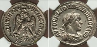 Roman Empire Philip Ii Bi Tetradrachm 247 - 249 Ad Ngc Ch Au Antioch Eagle