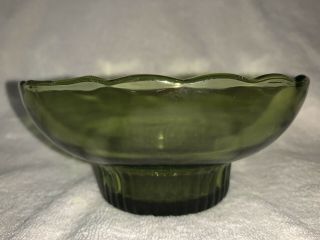 Vintage EO Brody Co M2000 1950 Green Glass Candy Dish Console Bowl Scalloped Rim 3