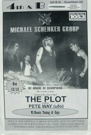 Michael Schenker Group 2001 San Diego Concert Tour Poster - U.  F.  O. ,  The Scorpions