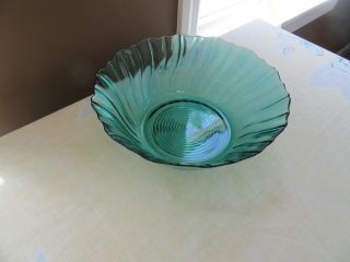 Vintage Jeannette Glass Ultramarine Aqua Swirl Petal 9 " Pasta Bowl