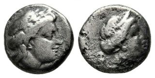 Authentic Ancient Coin Greece Greek Silver Diobol Lesbos Mytilene Apollo Female