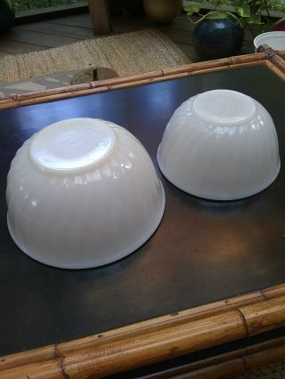 Set of 2 Vintage Fire King White Swirl Mixing Bowls 6 