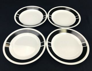 Set Of 4 Corelle Corning Urban Black 6 - 3/4 " Dessert Bread Plates Discontinued