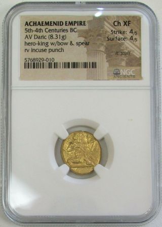 5th Century Bc Gold Achaemenid Empire Av Daric Kneeling King Coin Ngc Ch Xf 4/4