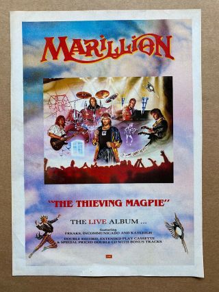 Marillion Thieving Magpie Memorabilia Music Press Adver From 1988 - The