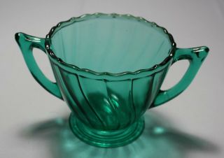 Vintage Jeannette Swirl Ultramarine Sugar Bowl Depression Glass