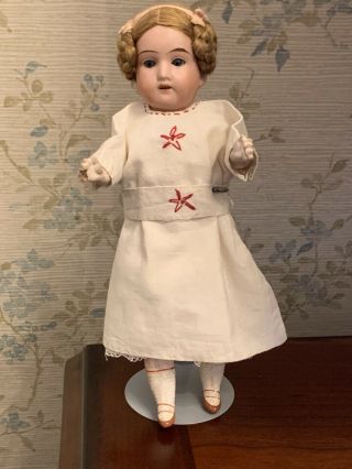 Antique Tiny German Bisque Socket Head Doll - Paper Mache Body