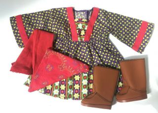 American Girl Julie’s Calico Dress,  Boots,  Tights,  Kerchief Complete Retired Set
