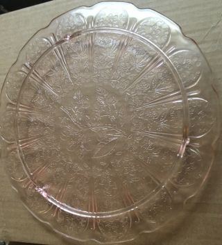 Vintage Janetta Pink Depression Glass Cake Plate 2