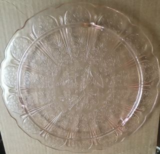 Vintage Janetta Pink Depression Glass Cake Plate 3