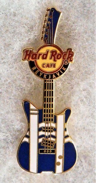 Hard Rock Cafe Reykjavik Blue Guitar With White Stripes & Zig Zags Pin 91873