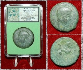 Ancient Coin Celtic Spain Castulo Walking Helmeted Sphinx On Reverse Coin