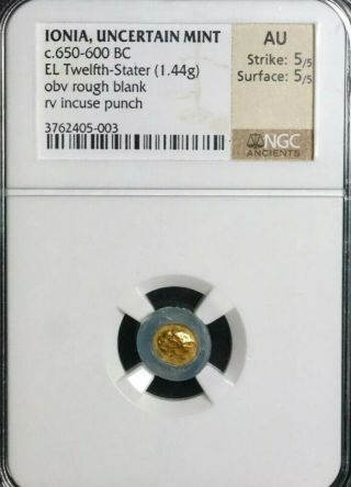 Ionia Rough Blank 1/12th Electrum Stater Ngc Au 5/5 Ancient Coin 650 - 600bc