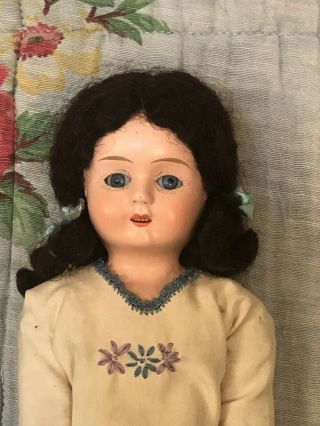 Vintage 12 " Doll,  Made In German Cloth Body Glass Fixed Eyes.  Wig,  Outfit