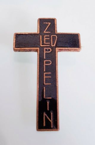 Vintage Led Zeppelin Black Cross Metal Enamel Pin Badge