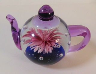 Vintage Dynasty Gallery Glass Tea Pot Paperweight Purple