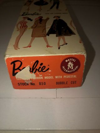Vintage 1959 Bubble Cut Barbie Box Mattel Top Only In Good Cond 850 3