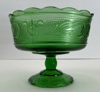 Vintage Green Glass E O Brody Co Cleveland Pedestal Dish Candy/compote