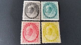 Canada 1898 Qv ½c,  1c,  2c Rose Carmine,  7c,  Minimum Cat £151