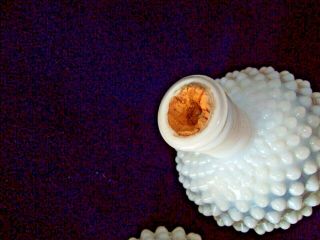 Pair Vintage Fenton Moonstone Hobnail Opalescent White Milk Glass Perfume Bottle 3