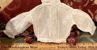 429 Antique Victorian Cotton Rare Blouse For Antique Or Early Fashion Doll