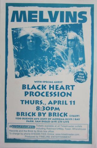 Melvins / Black Heart Procession 2002 San Diego Concert Tour Poster - Metal Music