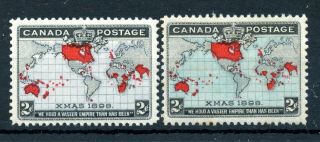 Weeda Canada 85,  86 F/vf Mlh 2c Map Stamps With Lavender & Blue Oceans Cv $85