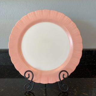 Vintage Macbeth Evans Cremax Bordette 12” Pink Chop Plate Cake Plate