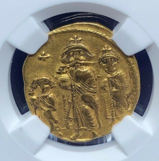 632 - 641 Ad Byzantine Heraclius,  Her.  Constantine,  Heraclonas Gold Solidus