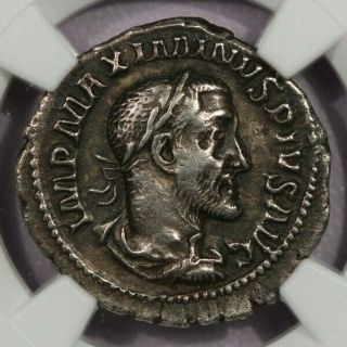 235 - 238 Ad Ar Denarius Roman Empire Maximinus I Ngc Ch Vf B2