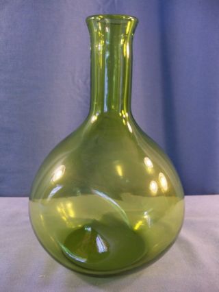 Blenko Green Glass Pinch Dimple Vase - 8 1/2 " Tall