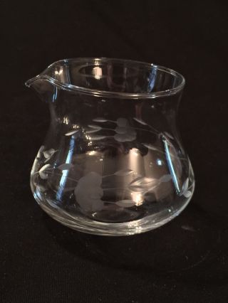Vintage Etched (floral) Clear Glass Creamer 2 1/2 " T X 2 1/4 " W