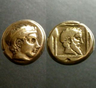 Mytilene Lesbos Electrum (gold/silver) Hekte_454 - 428 Bc_young Male Head