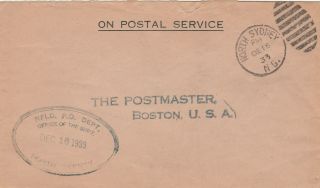 Newfoundland Mail Sorter North Sydney Ns Canada To Us On Postal Service 1933