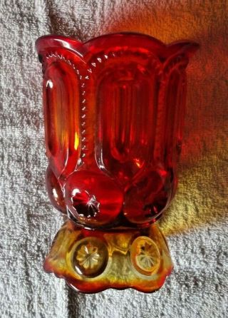 L E Smith Amberina Moon And Stars Footed Goblet / Glass