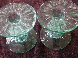 Elegant Murano Art Style (set Of 2) Hand Blown Glass Candle Holders