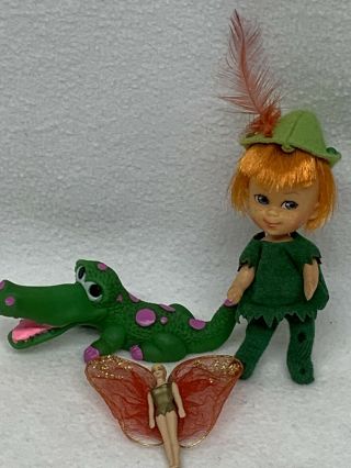 Vintage Liddle Kiddles Peter Pan Paniddle Storybook Doll Tinker & Alligator