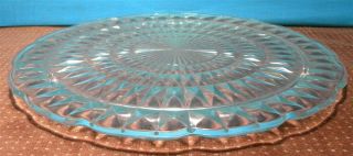 Jeannette Clear Windsor Diamond Depression Glass 10 1/4 " Footed Cake Plate