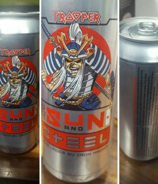 Iron Maiden Trooper Beer Sun And Steel.  Metal Tin Can.  Sake Lager.