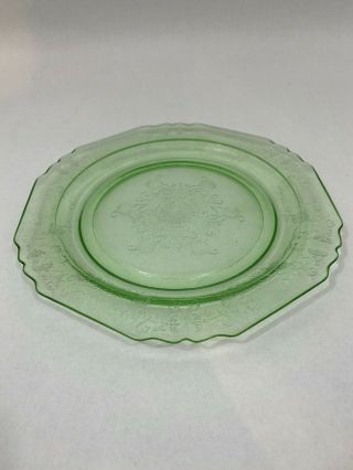 Green Hazel Atlas Glass Co.  Florentine 1 Poppy 10 " Diameter Dinner Plate