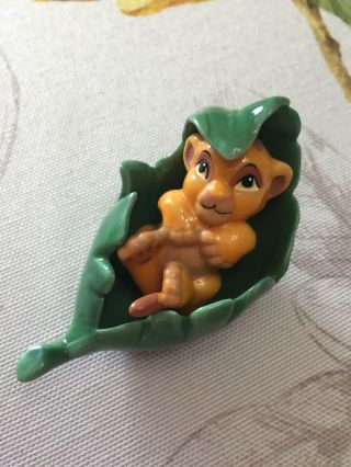 Walt Disney Lion King Bone China Baby Simba Wrapped In A Leaf Miniature Figurine
