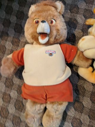 Vintage 1985 Teddy Ruxpin And Grubby With Cord & Cassette Tapes