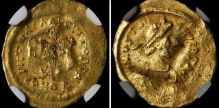 Byzantine Empire Justinian I Au Tremissis 527 - 565 Ad Ngc Vf Gold