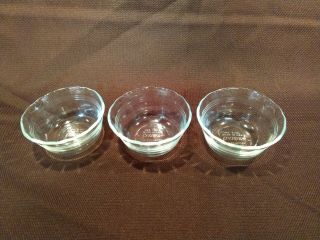 3 Vintage Pyrex Glass 463 3 Ring Custard/dessert Ramekins 6 Oz.  Made In Usa
