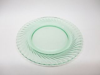 Vintage " Spiral " Dinner Plate Anchor Hocking Green Depression Glass 9 1/2 Inch