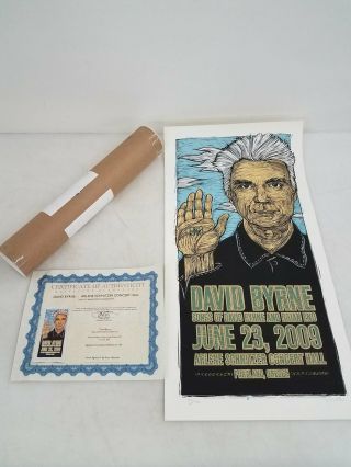 David Byrne Concert Poster Signed By Gary Houston
