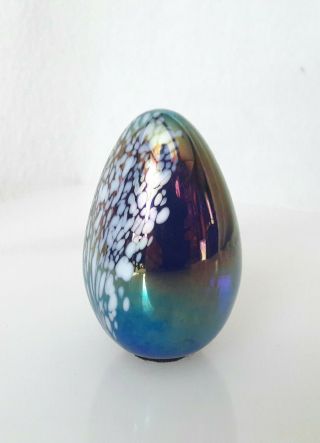 Signed▪ 1991▪ges ▪iridescent Art Glass Egg Paperweight▪ Glass Eye Studio