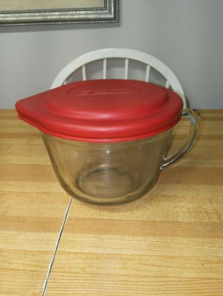 Anchor Hocking 2 - Quart Batter Bowl / Measuring Cup / Pitcher With Red Lid