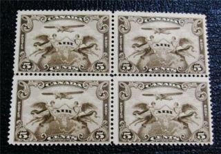 Nystamps Canada Air Mail Stamp C1 Og Nh $115 Block Of 4