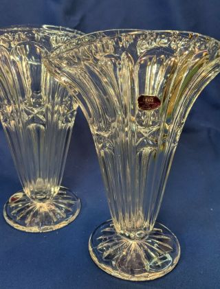 Vintage Lead Crystal Vases - Set Of 2 - National Silver Bavarian
